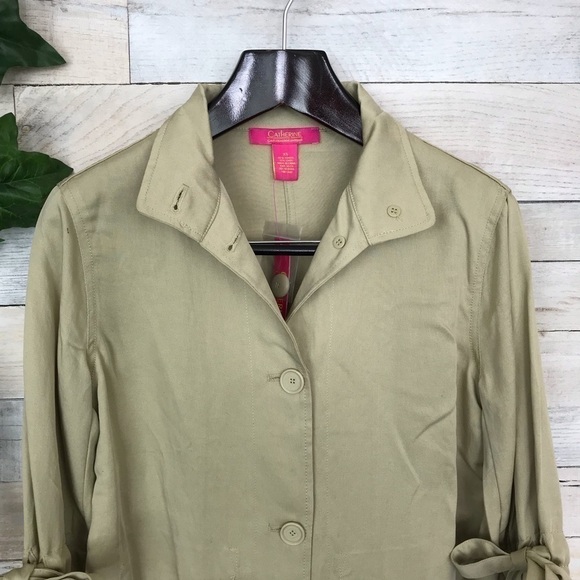 Catherine Malandrino Khaki Button Blouse Jacket XS - Picture 3 of 8